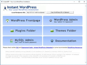 「WordPress」のローカルテスト環境を手軽に構築できる「Instant ...